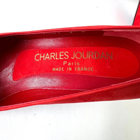 Vintage Charles Jourdan Paris Red Suede Heels, Size 8, Never Worn, EC! - Picture 3 of 14